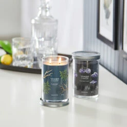 Yankee Candle Midsummers Night Signature Large Tumbler Candle -Water Bottle Store bayside cedar midsummers night signature collection lifestyle 1