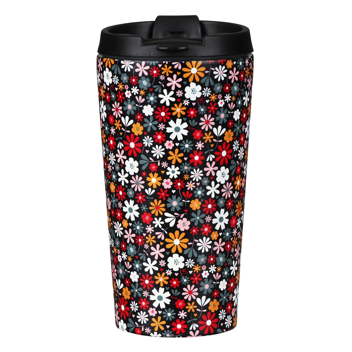 Eco Chic Black Ditsy Flowers Stainless Steel Travel Coffee Cup 1 Eco Chic Black Ditsy Flowers Stainless Steel Travel Coffee Cup
