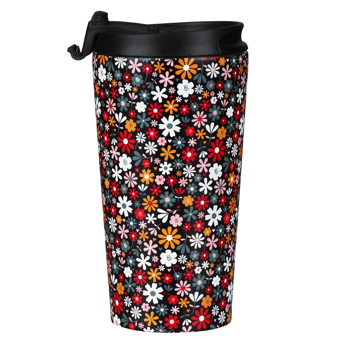 Eco Chic Black Ditsy Flowers Stainless Steel Travel Coffee Cup 4 Eco Chic Black Ditsy Flowers Stainless Steel Travel Coffee Cup - Image 4