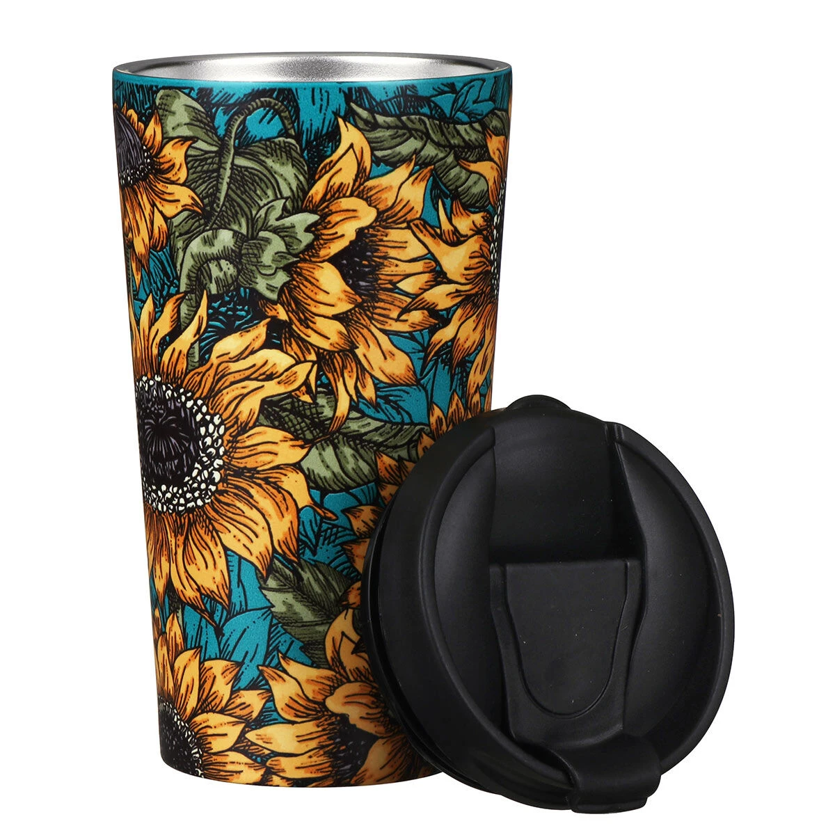 Eco Chic Sunflowers Stainless Steel Travel Coffee Cup 2 Eco Chic Sunflowers Stainless Steel Travel Coffee Cup - Image 2