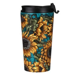 Eco Chic Sunflowers Stainless Steel Travel Coffee Cup 9 Eco Chic Sunflowers Stainless Steel Travel Coffee Cup -Water Bottle Store eco chic n015 sunflowers stainless steel travel coffee cup 03