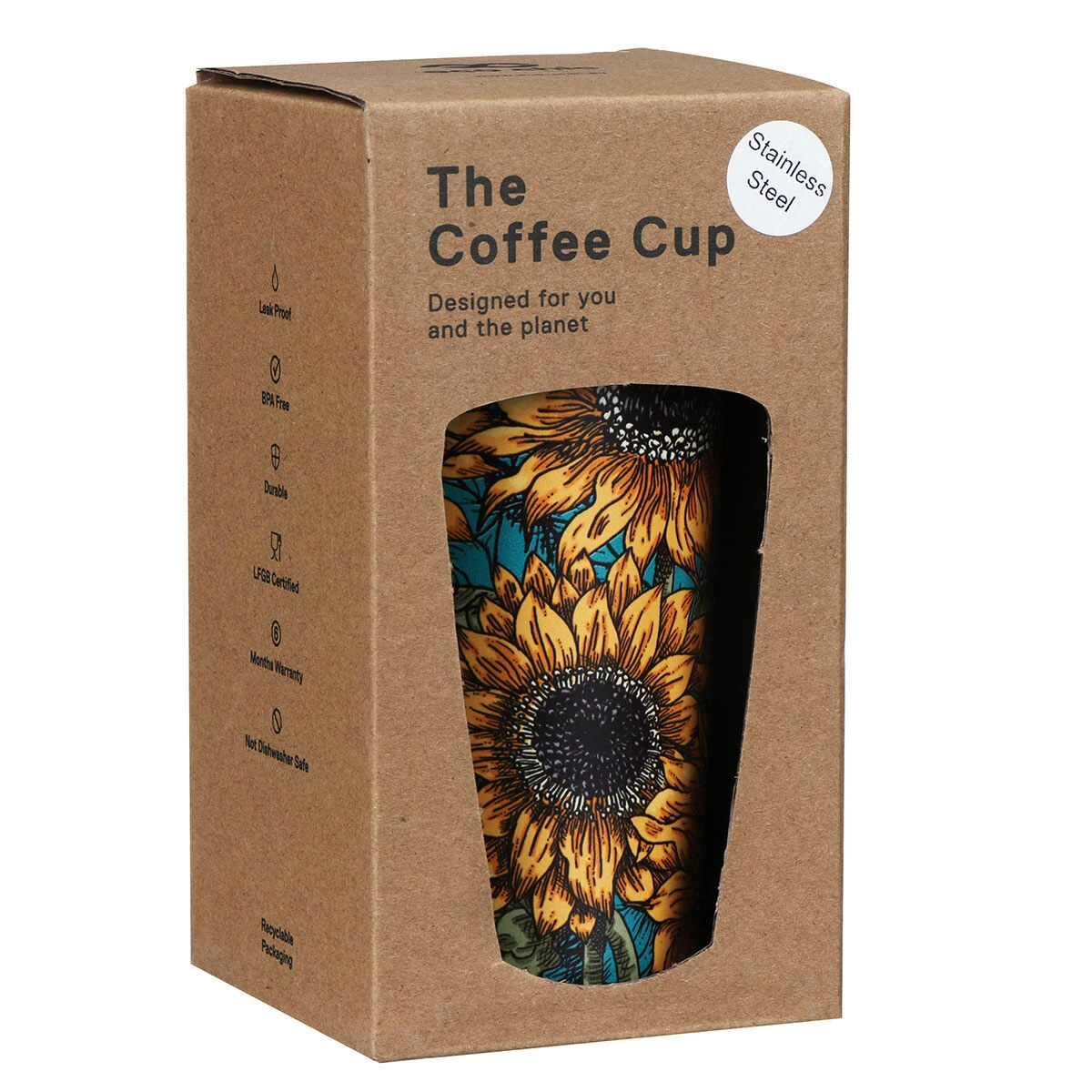 Eco Chic Sunflowers Stainless Steel Travel Coffee Cup 5 Eco Chic Sunflowers Stainless Steel Travel Coffee Cup - Image 5