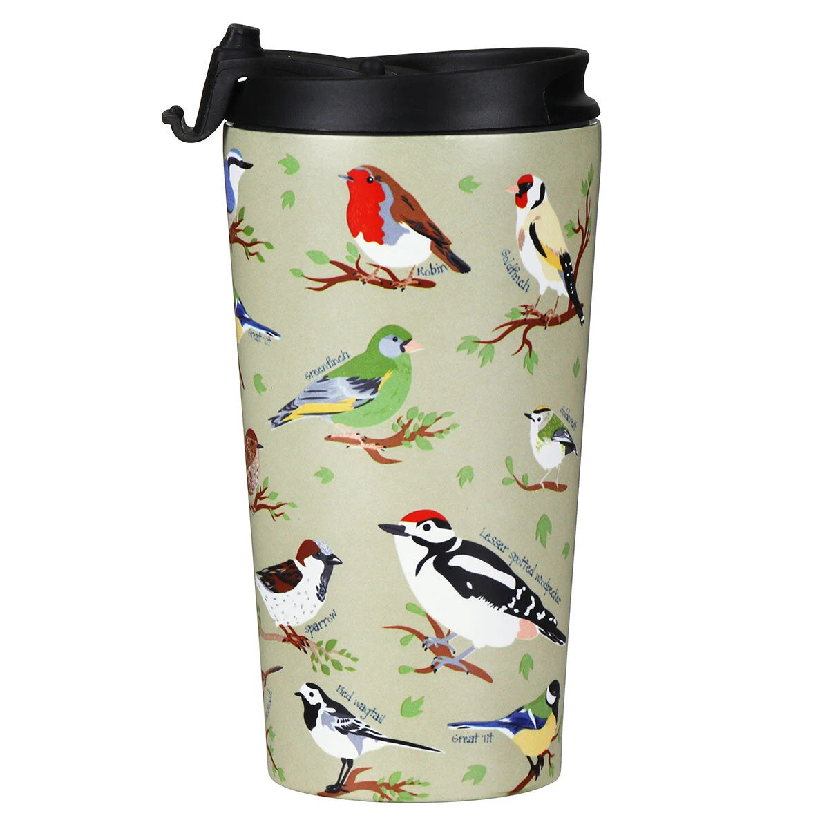 Eco Chic Green Wild Birds Stainless Steel Travel Coffee Cup 4 Eco Chic Green Wild Birds Stainless Steel Travel Coffee Cup - Image 4