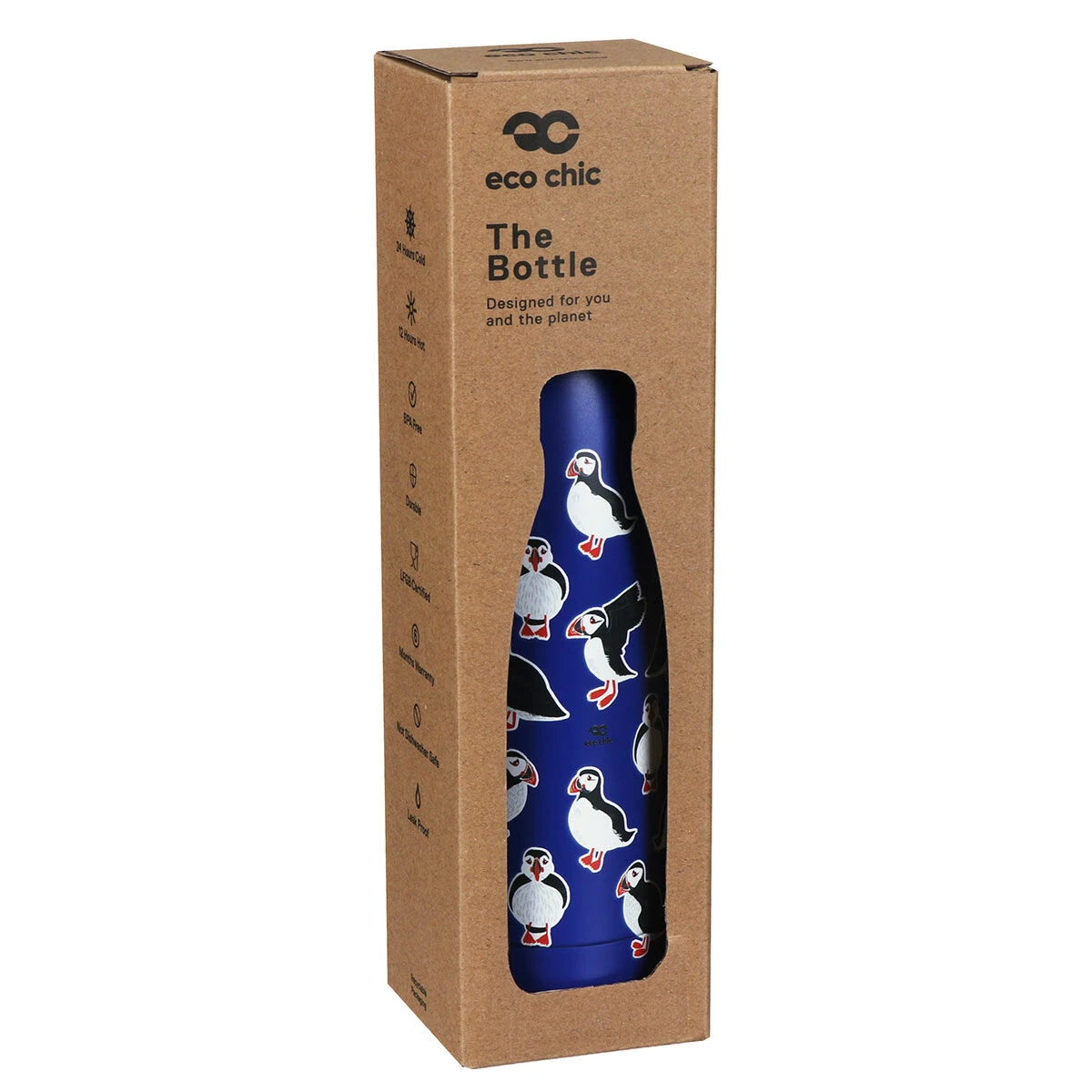 Eco Chic Royal Blue Puffin 500ml Thermal Drinks Bottle 2 Eco Chic Royal Blue Puffin 500ml Thermal Drinks Bottle - Image 2