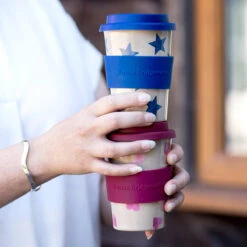 Water Bottle Store -Water Bottle Store elite emma bridgewater pink hearts blue stars rice husk travel cup lifestyle 01 m 1