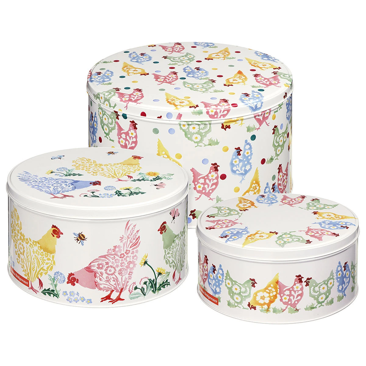 Emma Bridgewater Spring Chicken Set Of Three Round Cake Tins 2 Emma Bridgewater Spring Chicken Set Of Three Round Cake Tins - Image 2