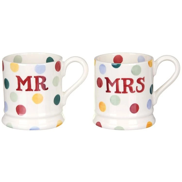 Emma Bridgewater Polka Dot Mr & Mrs Set Of 2 Half Pint Boxed Mugs 2 Emma Bridgewater Polka Dot Mr & Mrs Set Of 2 Half Pint Boxed Mugs - Image 2