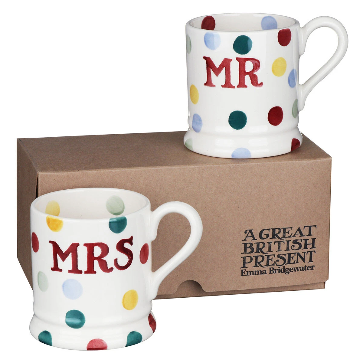 Emma Bridgewater Polka Dot Mr & Mrs Set Of 2 Half Pint Boxed Mugs 1 Emma Bridgewater Polka Dot Mr & Mrs Set Of 2 Half Pint Boxed Mugs