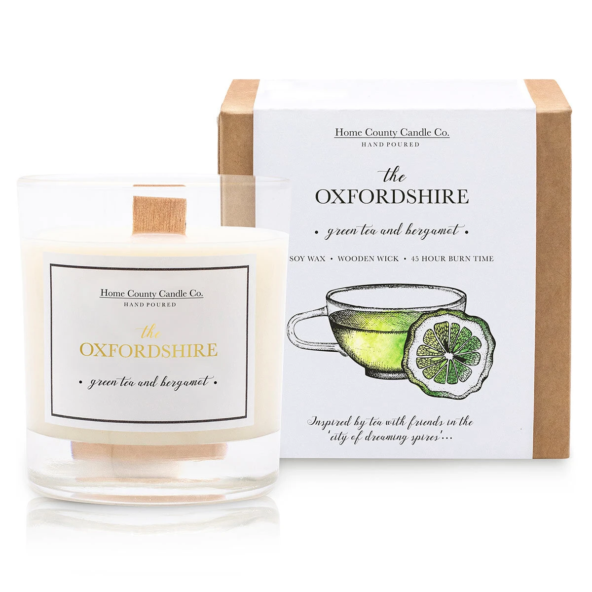Home County Candle Co. The Oxfordshire - Green Tea & Bergamot Soy Candle 1 Home County Candle Co. The Oxfordshire - Green Tea & Bergamot Soy Candle