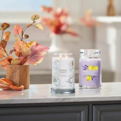 Yankee Candle Soft Blanket Signature Large Tumbler Candle -Water Bottle Store lemon lavender soft blanket signature collection lifestyle 1 1