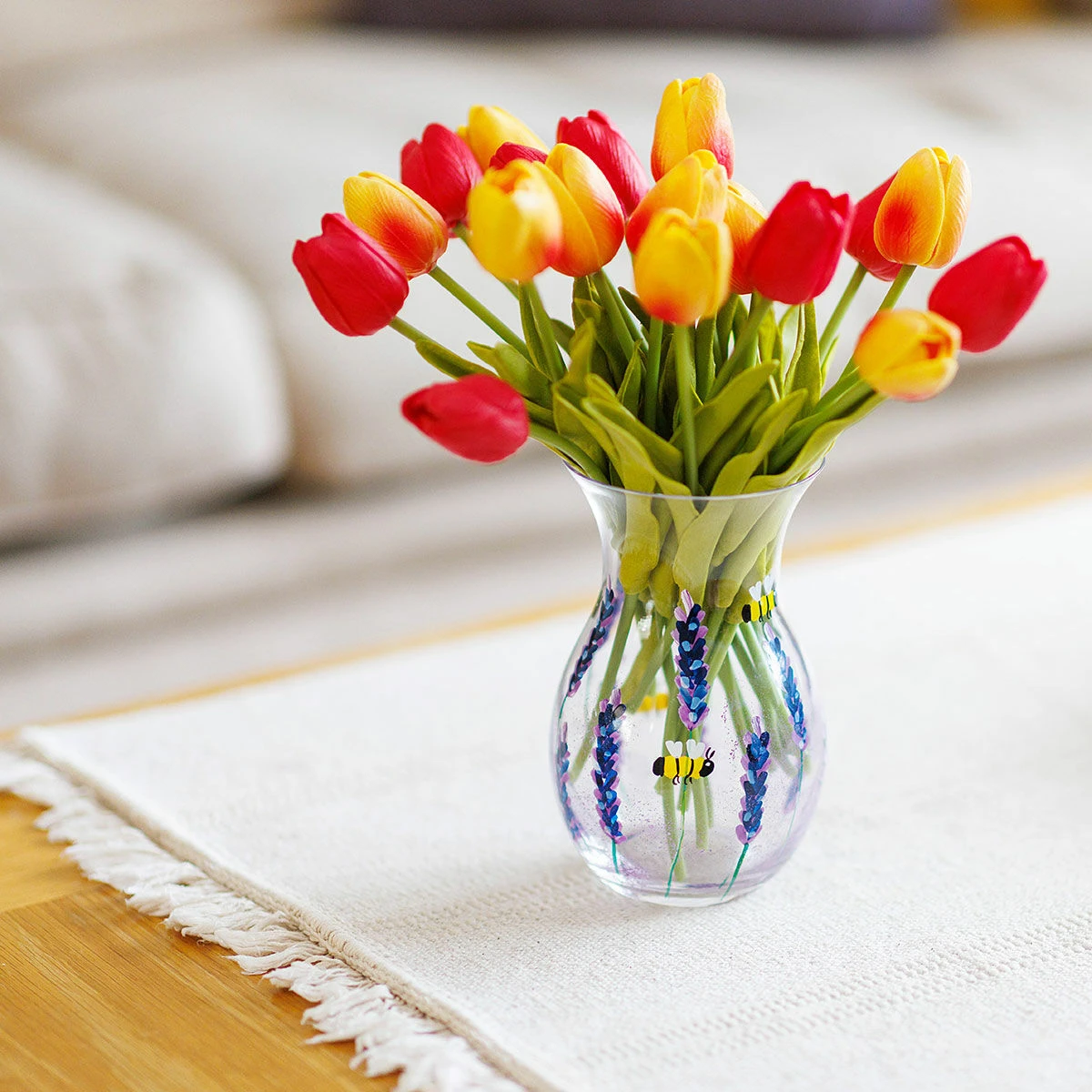 Lynsey Johnstone Hand Painted Bees & Lavender Posy Vase 4 Lynsey Johnstone Hand Painted Bees & Lavender Posy Vase - Image 4