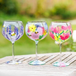 Lynsey Johnstone Hand Painted Alliums & Bees Gin Glass 9 Lynsey Johnstone Hand Painted Alliums & Bees Gin Glass -Water Bottle Store lesser pavey lynsey johnstone gin glasses 1