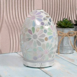 Desire White Flower Egg Colour Changing Aroma Humidifier -Water Bottle Store lesser and pavey lp47500 desire white flower humidifier lifestyle 2