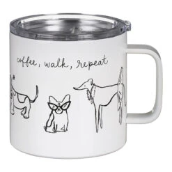 Kate Spade New York Dog Party Stainless Steel Travel Coffee Mug With Handle -Water Bottle Store lifeguard press 222643 kate spade dog party stainless steel travel coffee mug 3
