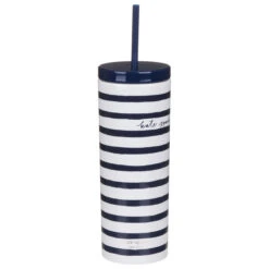 Kate Spade New York Navy Stripe Acrylic Tumbler With Straw