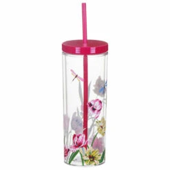 Kate Spade New York Dragonflies And Tulips Acrylic Tumbler With Straw -Water Bottle Store lifeguard press 230933 kate spade dragonflies and tulips acrylic tumbler 3 2