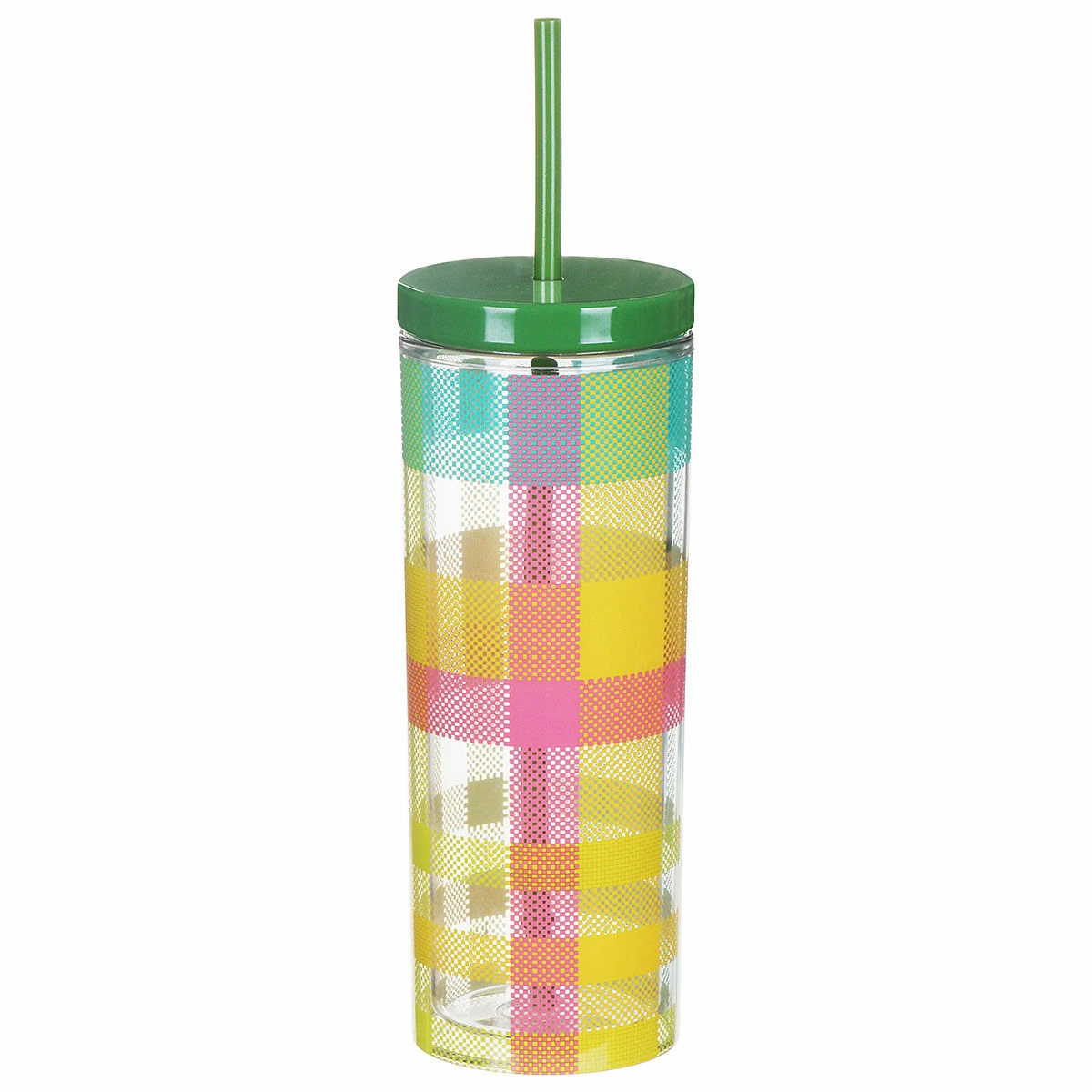 Kate Spade New York Garden Plaid Acrylic Tumbler With Straw 2 Kate Spade New York Garden Plaid Acrylic Tumbler With Straw - Image 2