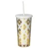 Kate Spade New York Gold Spade Flower Tumbler With Straw