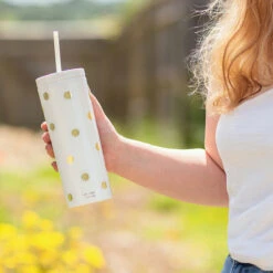 Kate Spade New York Gold Dot With Script Acrylic Tumbler With Straw 6 Kate Spade New York Gold Dot With Script Acrylic Tumbler With Straw -Water Bottle Store lifeguard press kate spade 224338 gold dot tumbler with straw lifestyle