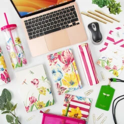 Kate Spade New York Dragonflies And Tulips Acrylic Tumbler With Straw -Water Bottle Store lifeguard press kate spade dragonflies and tulips lifestyle 1 3