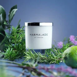 Marmalade Of London English Rosemary & Patchouli 230g Luxury Glass Soy Candle -Water Bottle Store marmalade of london 12811 english rosemary patchouli 230g luxury glass candle lifestyle 1