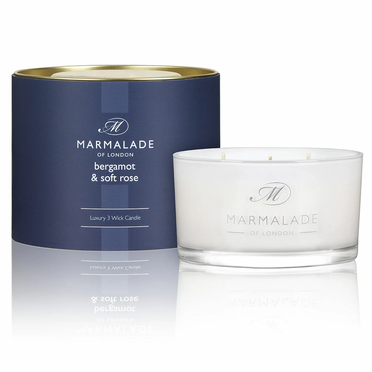 Marmalade Of London Bergamot & Soft Rose 400g 3 Wick Glass Soy Candle 1 Marmalade Of London Bergamot & Soft Rose 400g 3 Wick Glass Soy Candle