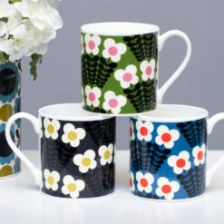 Orla Kiely Blue Bunch Of Stems Large Mug -Water Bottle Store mclaggan orla kiely bunch of stems large mugs range lifestyle 1
