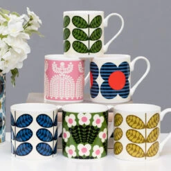 Orla Kiely Green Bunch Of Stems Large Mug -Water Bottle Store mclaggan orla kiely mugs collection nov2021 lifestyle 0v2 5