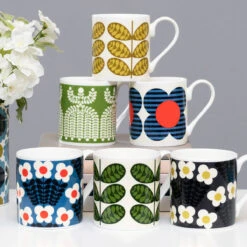 Orla Kiely Blue Bunch Of Stems Large Mug -Water Bottle Store mclaggan orla kiely mugs collection nov2021 lifestyle 5