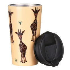 Eco Chic Beige Giraffe Stainless Steel Travel Coffee Cup -Water Bottle Store n26 eco chic beige giraffe stainless steel travel coffee cup 03