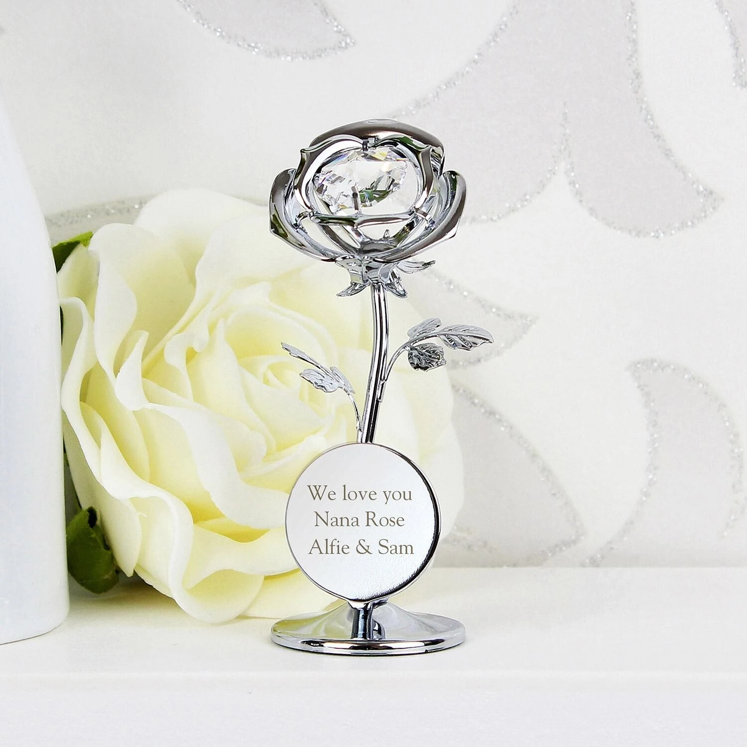 Personalised Crystocraft Rose Ornament 2 Personalised Crystocraft Rose Ornament - Image 2