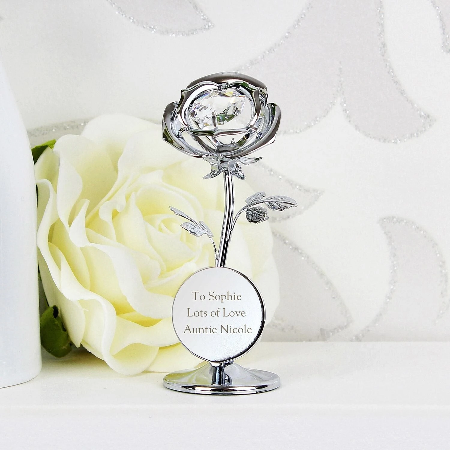 Personalised Crystocraft Rose Ornament 7 Personalised Crystocraft Rose Ornament - Image 7