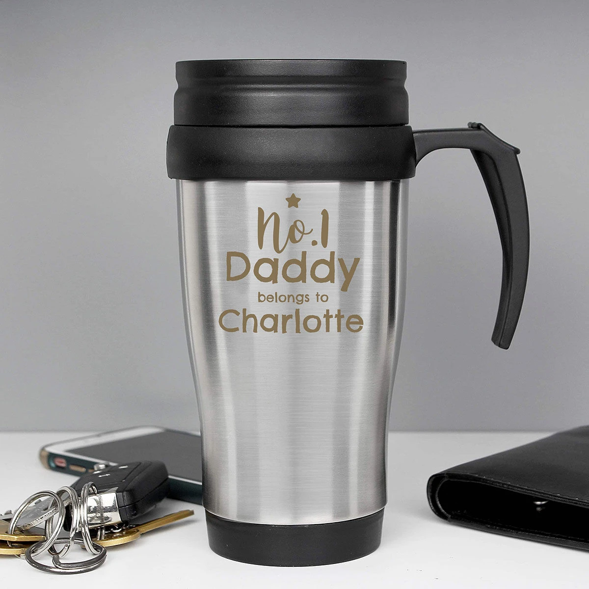 Personalised No.1 Daddy Travel Mug 2 Personalised No.1 Daddy Travel Mug - Image 2
