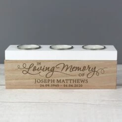 Personalised ‘In Loving Memory’ Triple Tea Light Box 6 Personalised ‘In Loving Memory’ Triple Tea Light Box -Water Bottle Store p0111c43 pmc personalised in loving memory triple tea light box 3