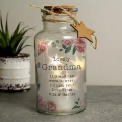 Personalised Floral Watercolour LED Glass Jar -Water Bottle Store p050733 personalised floral watercolour led glass jar 2