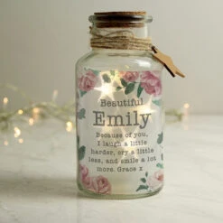Personalised Floral Watercolour LED Glass Jar -Water Bottle Store p050733 personalised floral watercolour led glass jar 3