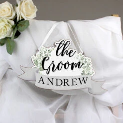 Personalised ‘The Groom’ Wooden Hanging Decoration -Water Bottle Store p071194 personalised the groom wooden hanging decoration 4