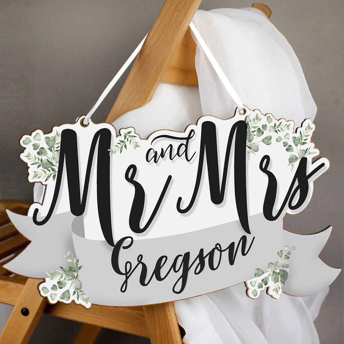 Personalised ‘Mr & Mrs’ Wooden Hanging Decoration 1 Personalised ‘Mr & Mrs’ Wooden Hanging Decoration