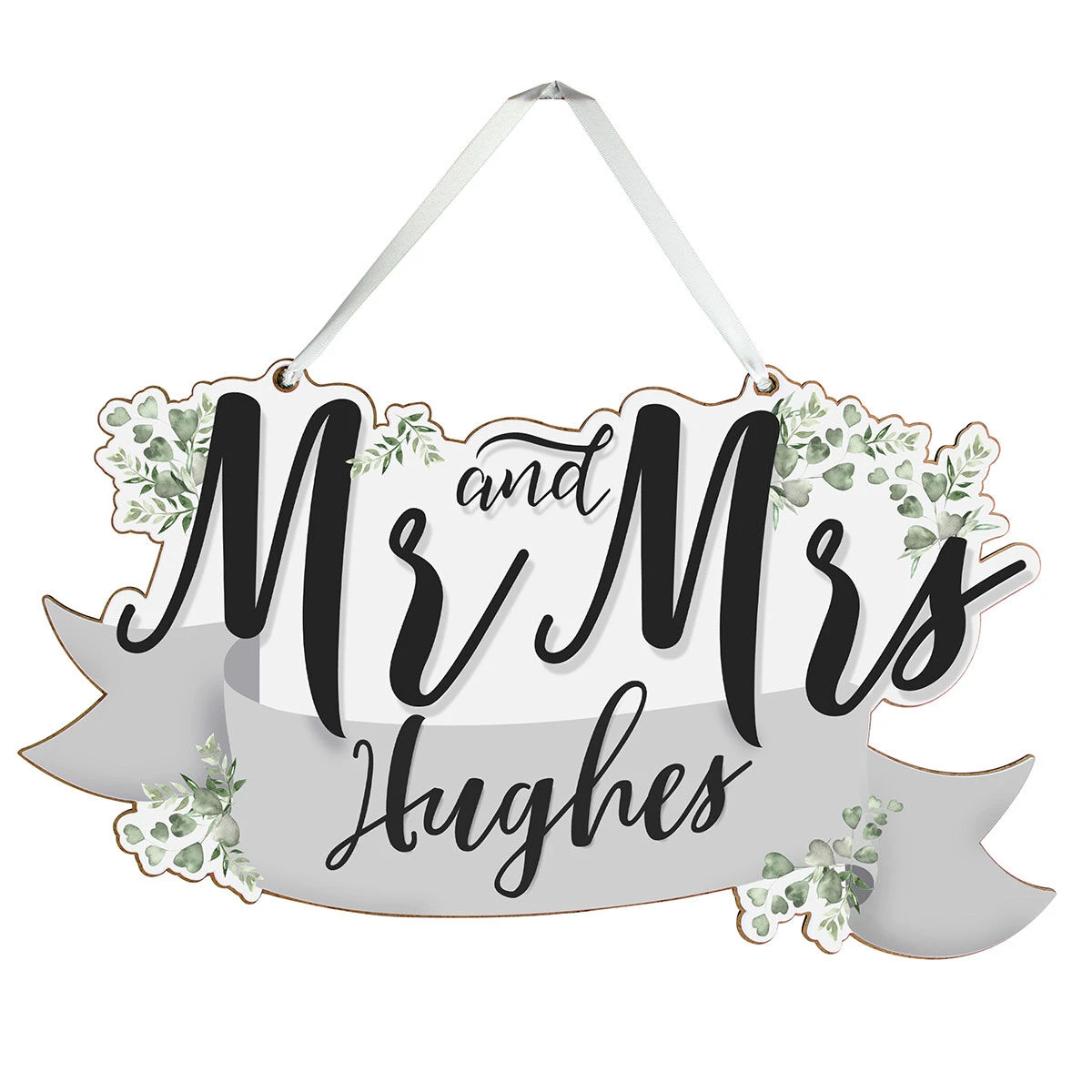 Personalised ‘Mr & Mrs’ Wooden Hanging Decoration 2 Personalised ‘Mr & Mrs’ Wooden Hanging Decoration - Image 2
