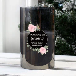 Personalised Floral Smoked Glass Jar LED Candle 11 Personalised Floral Smoked Glass Jar LED Candle -Water Bottle Store p1007d45