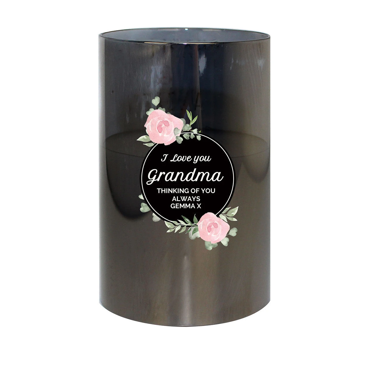 Personalised Floral Smoked Glass Jar LED Candle 3 Personalised Floral Smoked Glass Jar LED Candle - Image 3