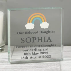Rainbow Memorial Large Crystal Token -Water Bottle Store p1007e01 personalised rainbow memorial large crystal token 2