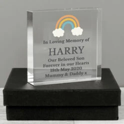 Rainbow Memorial Large Crystal Token -Water Bottle Store p1007e01 personalised rainbow memorial large crystal token 3