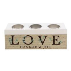 Personalised ‘Love’ Botanical Triple Tealight Box -Water Bottle Store p1011f32 3