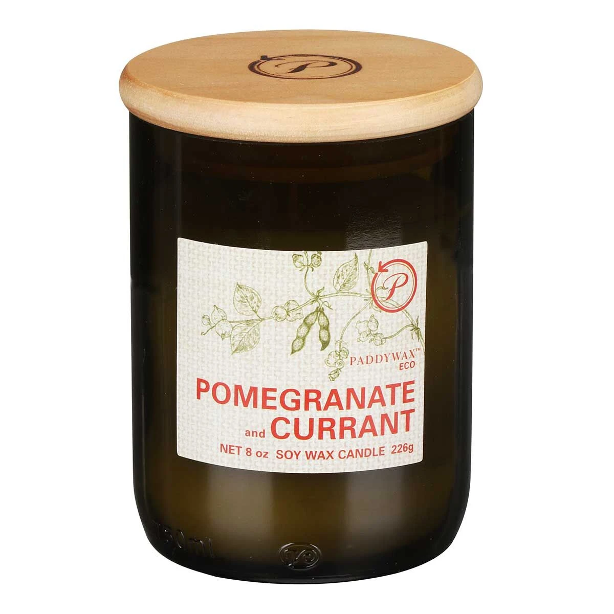 Paddywax Eco 226g Pomegranate And Currant Green Recycled Glass Soy Candle 1 Paddywax Eco 226g Pomegranate And Currant Green Recycled Glass Soy Candle