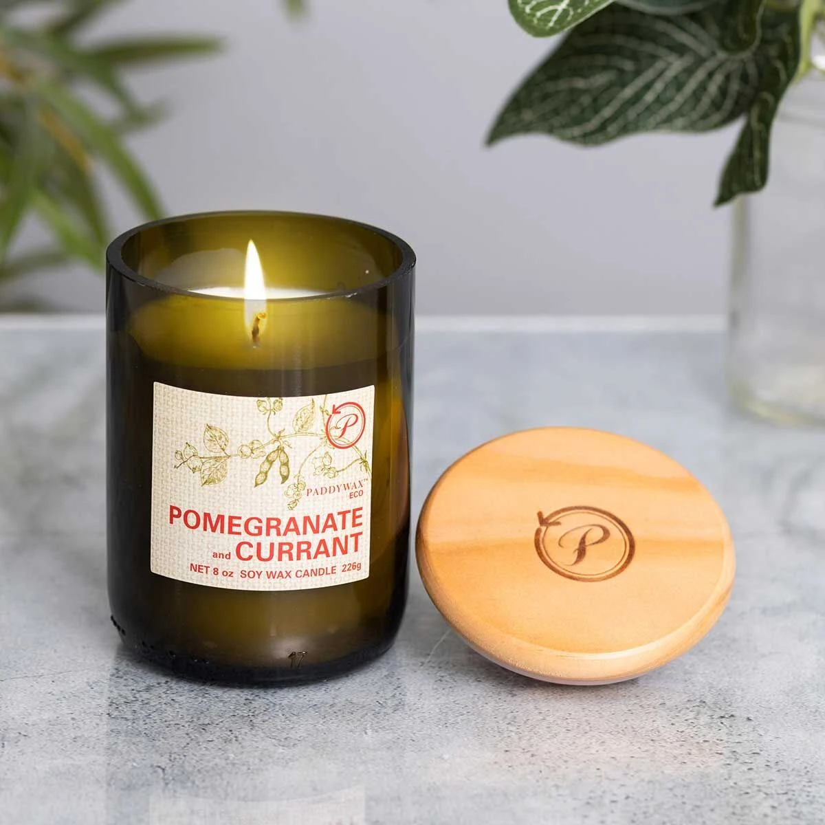Paddywax Eco 226g Pomegranate And Currant Green Recycled Glass Soy Candle 2 Paddywax Eco 226g Pomegranate And Currant Green Recycled Glass Soy Candle - Image 2