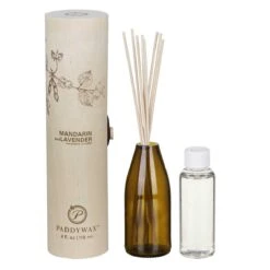 Paddywax Eco Mandarin And Lavender Green Reed Diffuser -Water Bottle Store paddywax egfd02eu eco mandarin lavender green recycled glass reed diffuser 04