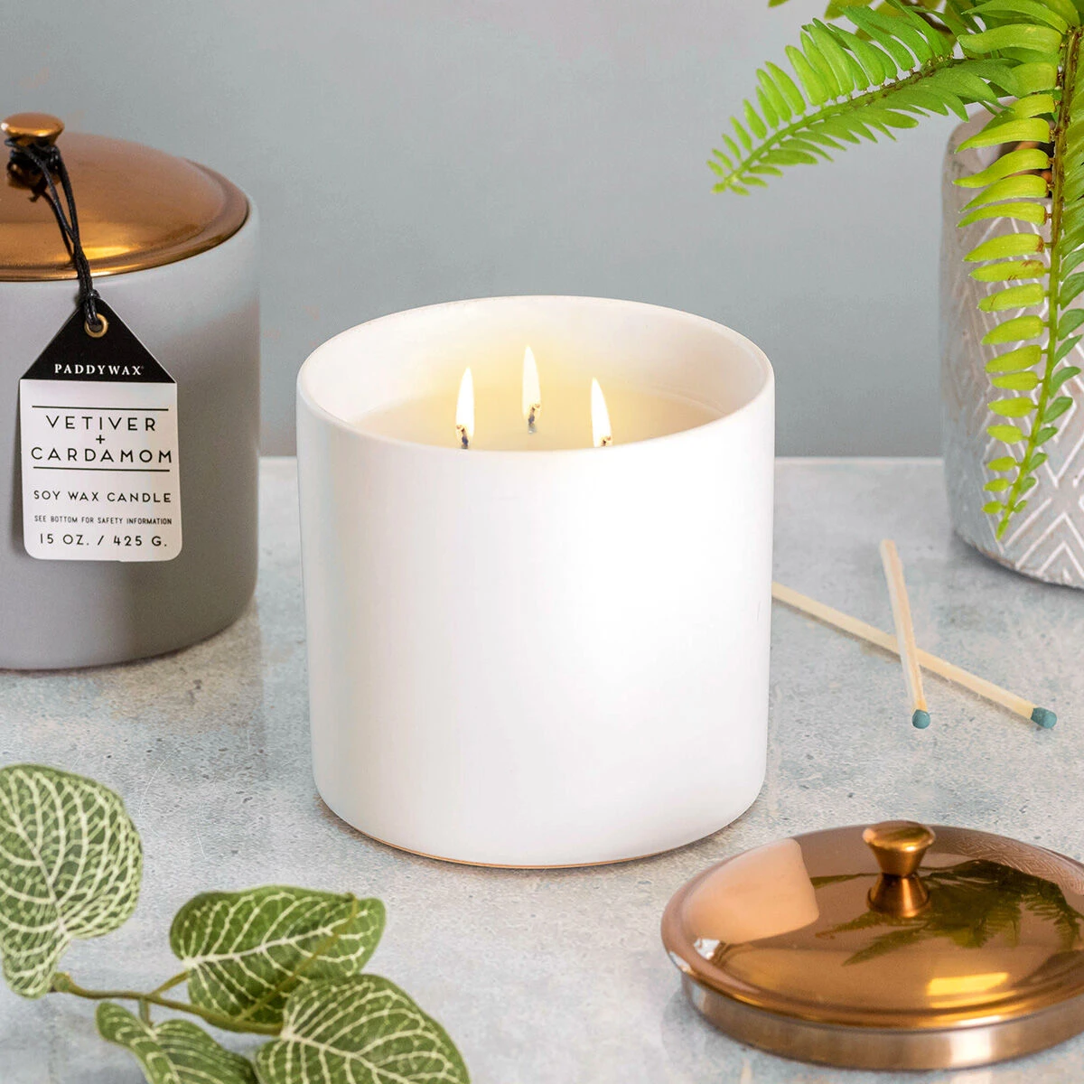 Paddywax Hygge 425g 3 Wick Tobacco & Vanilla White Ceramic Soy Candle 2 Paddywax Hygge 425g 3 Wick Tobacco & Vanilla White Ceramic Soy Candle - Image 2