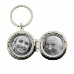 Personalised Floral Round Photo Frame Keyring -Water Bottle Store pmc personalised p0102z26 floral round photo frames keyring 03