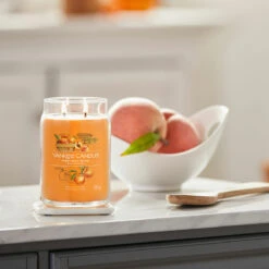 Yankee Candle Farm Fresh Peach Signature Large Jar Candle -Water Bottle Store yankee candle 1631774e farm fresh peach signature large jar candle lifestyle 1